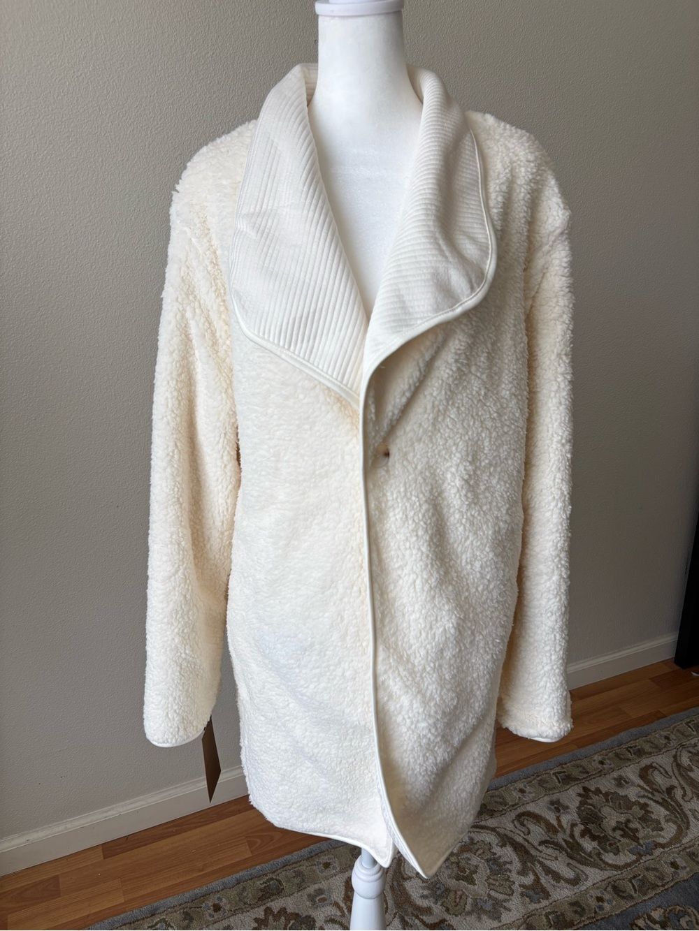 NWT Weatherproof Cream Sherpa-Trim Double-Sided Coat Size M - Picture 6 of 7